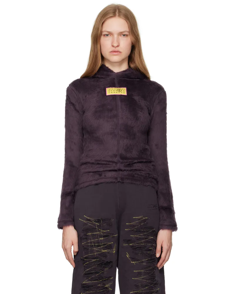 Maison Margiela Purple Furry Jersey Hoodie 384