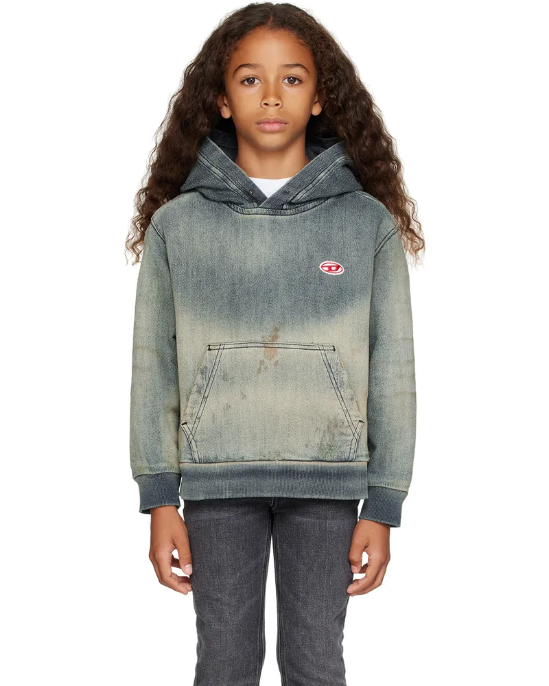Diesel Kids Blue Distressed Denim Hoodie K01