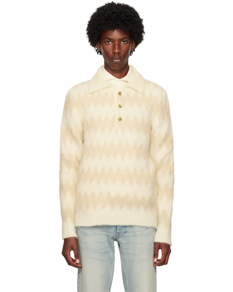 LARDINI Beige Two-Tone Polo 100be