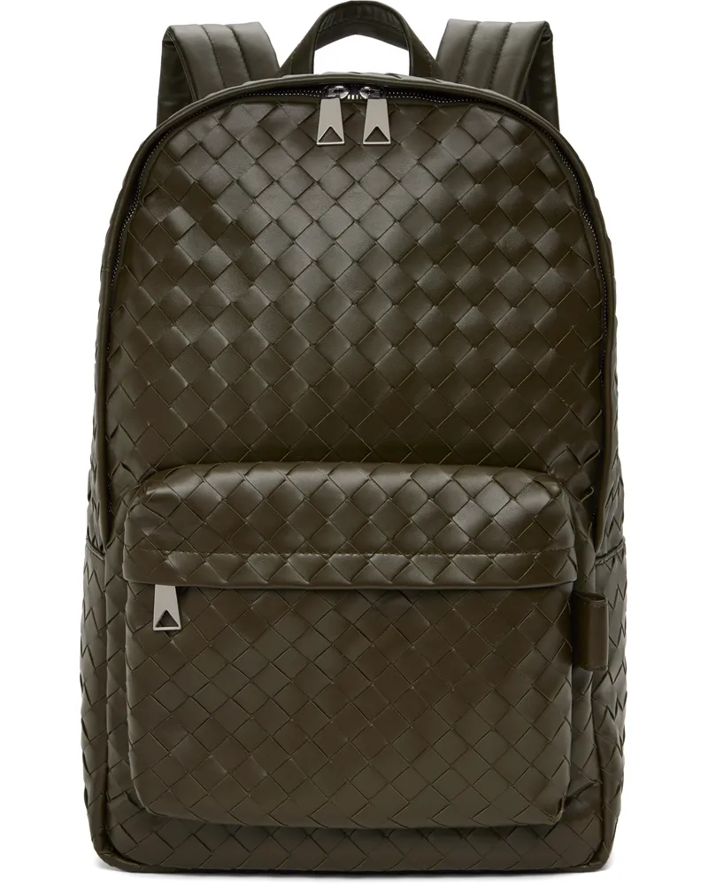 Bottega Veneta Khaki Medium Intrecciato Backpack Kaki