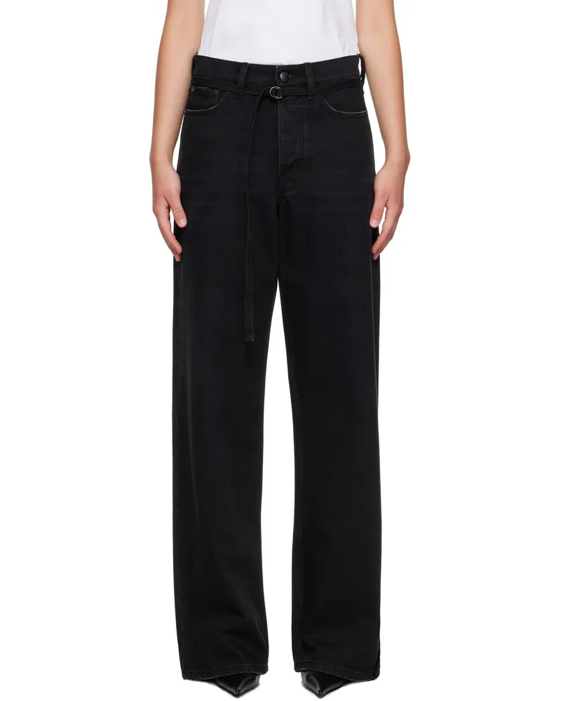 032c Black Down To Earth Wide Leg Jeans Washed