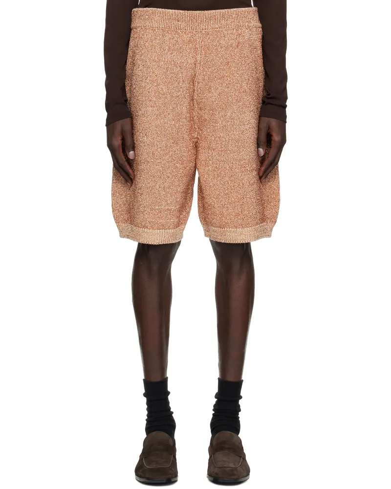 Dries van Noten Brown Metallic Knit Shorts Antic