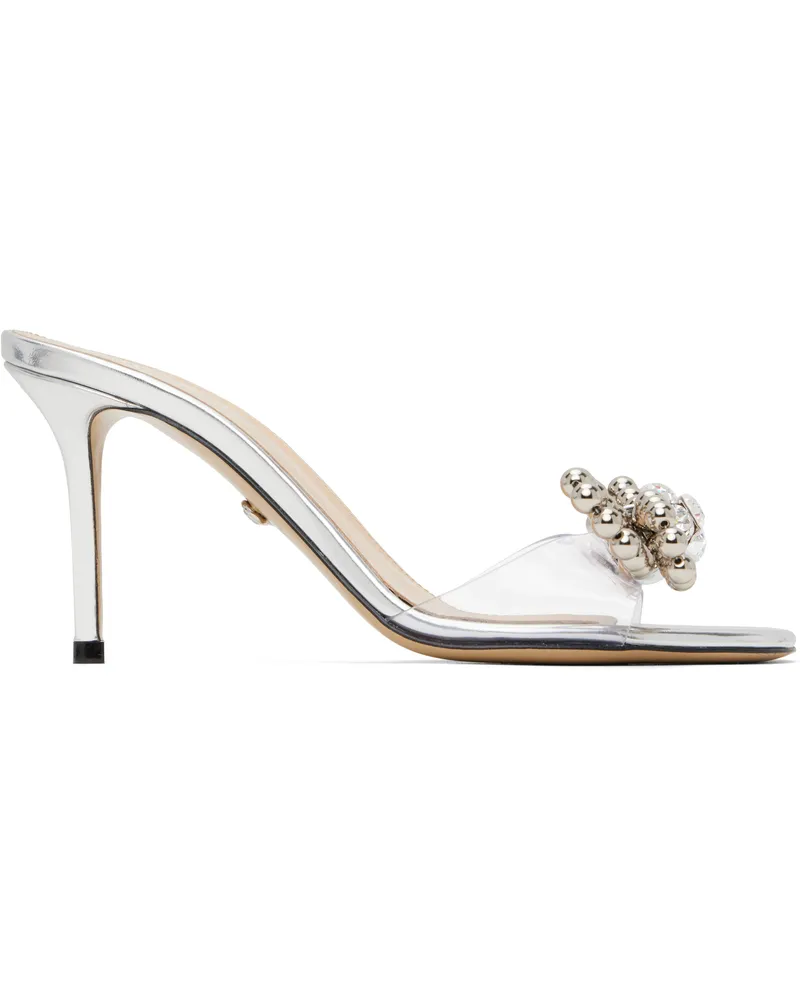 Mach & Mach Silver Stud Bow Mules Transparent