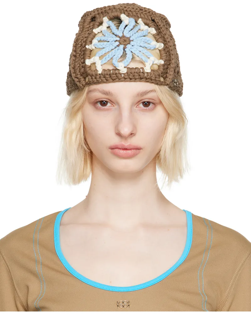 Kijun Brown Flower Beanie Brown