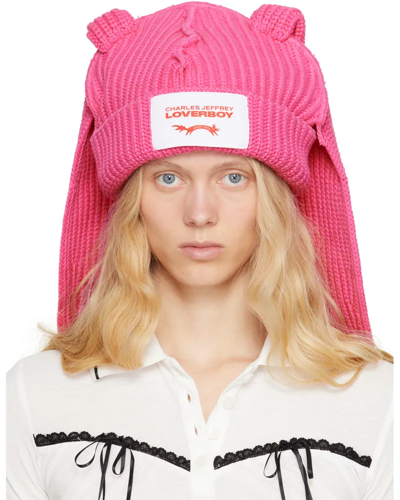 Charles Jeffrey Loverboy Pink Chunky Rabbit Beanie Pink