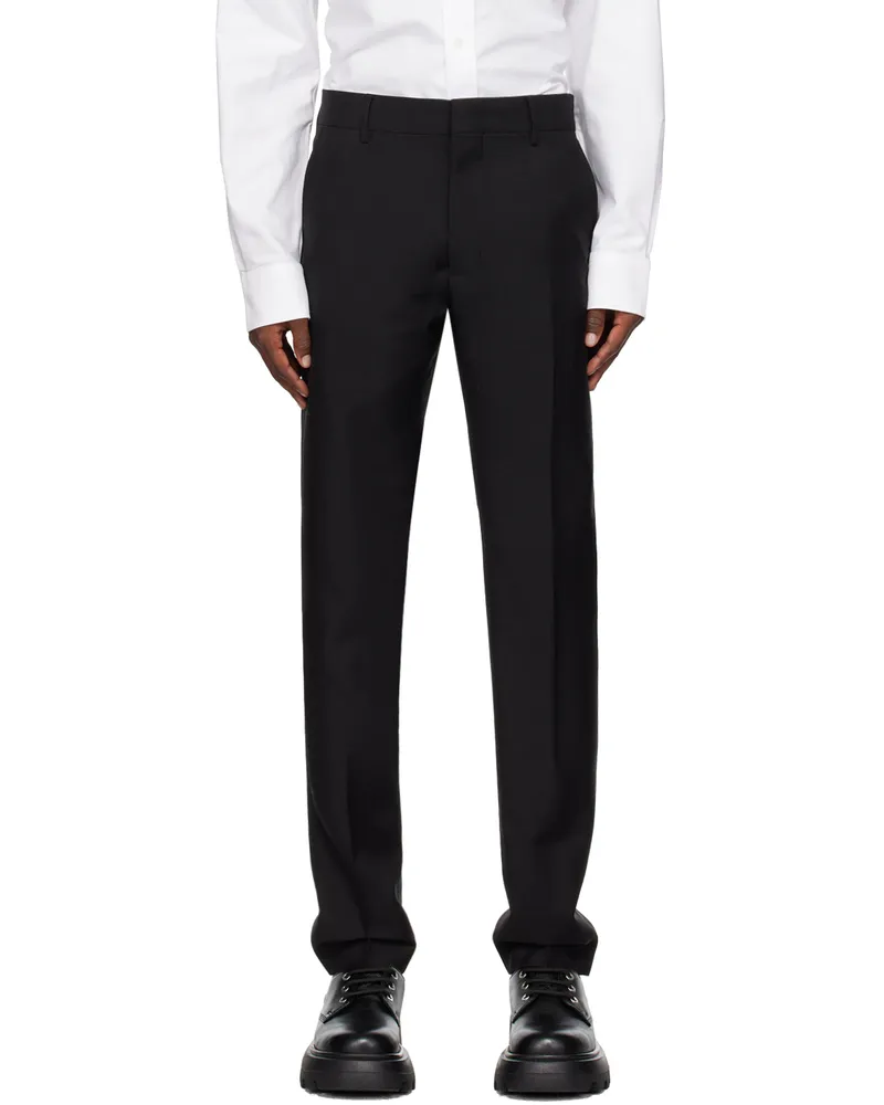 AMI Paris Black Cigarette Fit Trousers Black