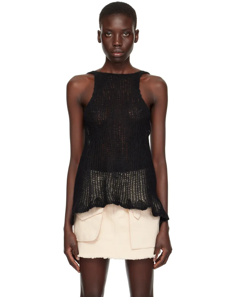 Marques ' Almeida Black Round Neck Tank Top Black