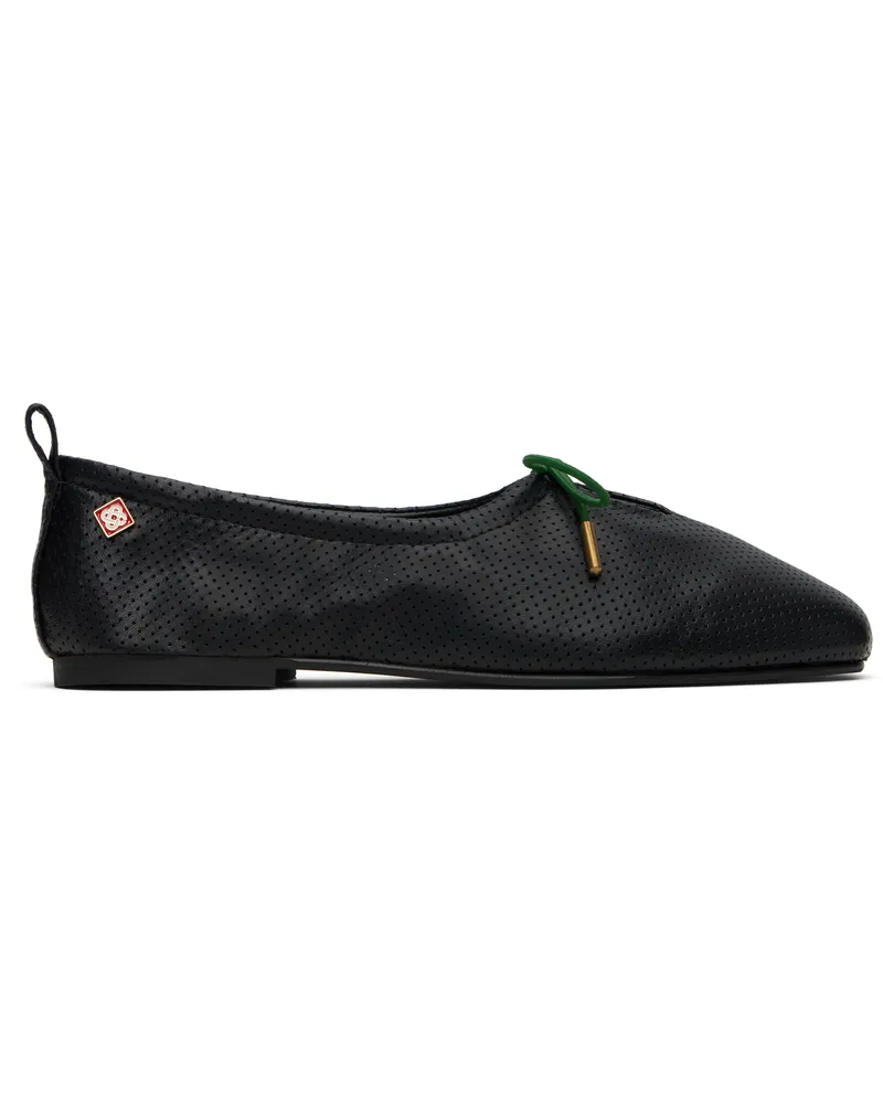 Casablanca Paris Black Perforated Ballet Flats Black