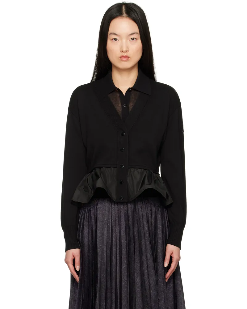 Moncler Black Cotton Cashmere & Silk Cardigan 999