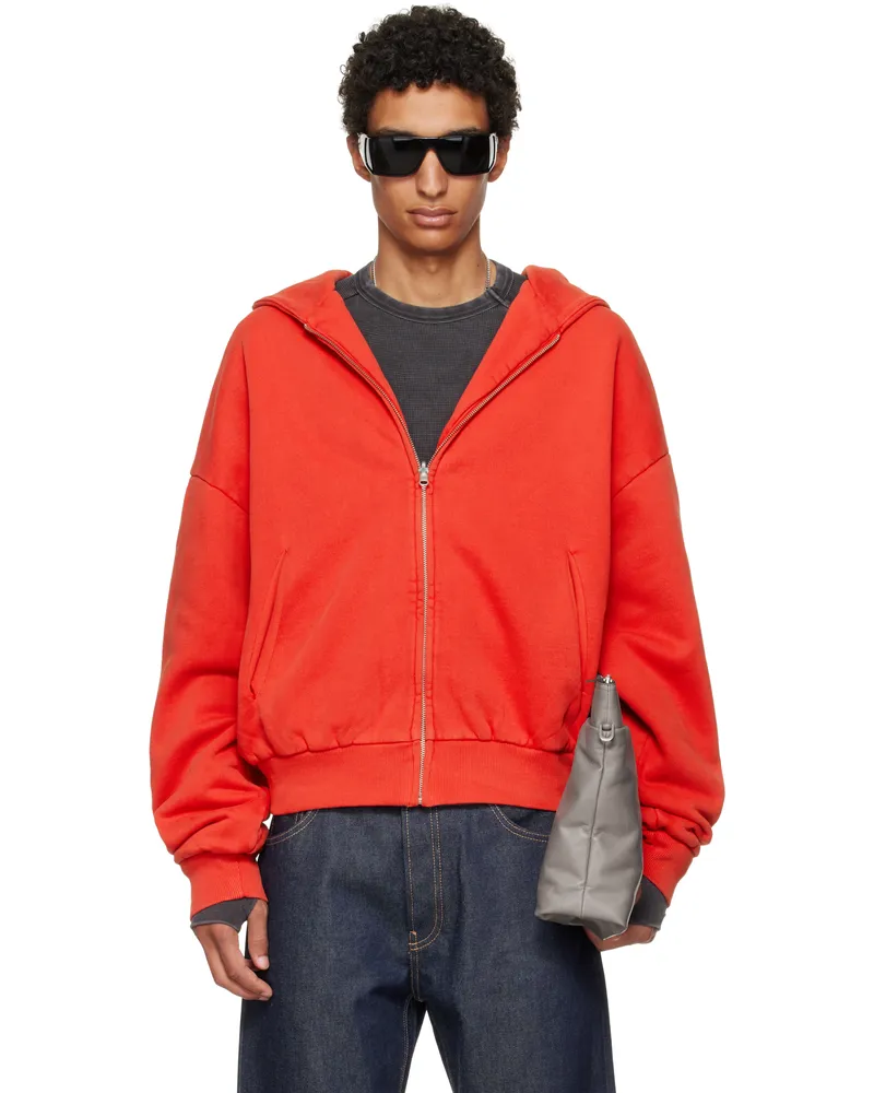 Entire Studios Red Thermal Hoodie Cherry