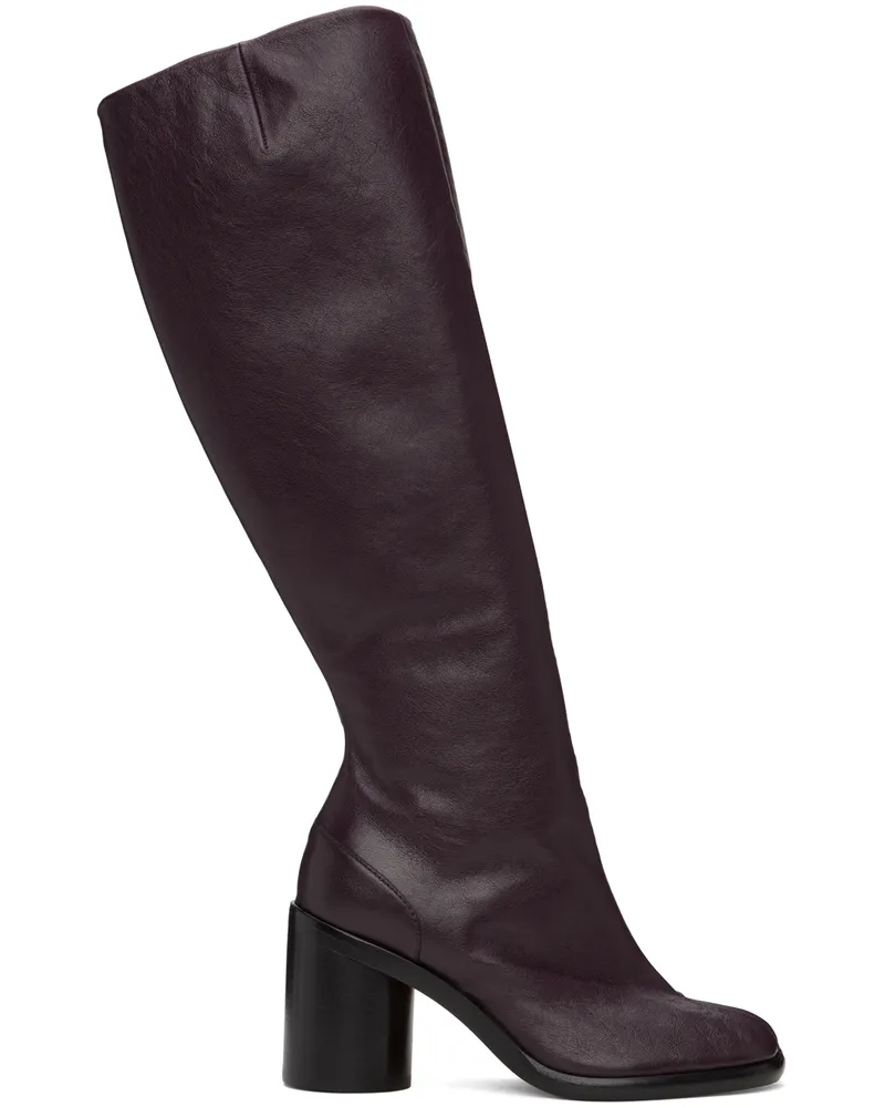 Maison Margiela Burgundy Tabi Knee-High Tall Boots T5088