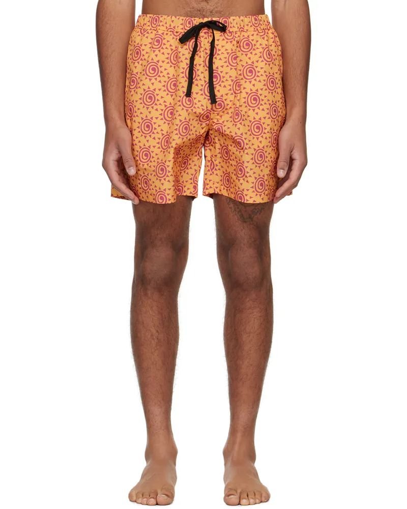 DOUBLE RAINBOUU Orange 'The Sun' Swim Shorts The