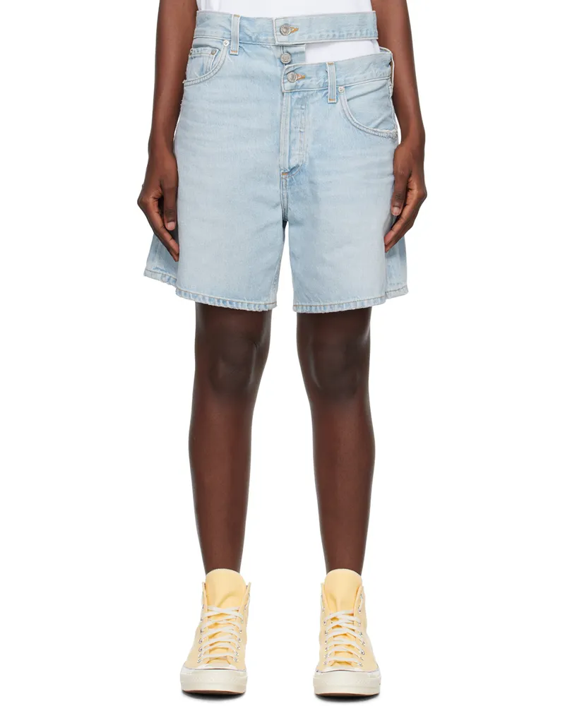 AGOLDE Indigo Broken Waistband Denim Shorts Attempt