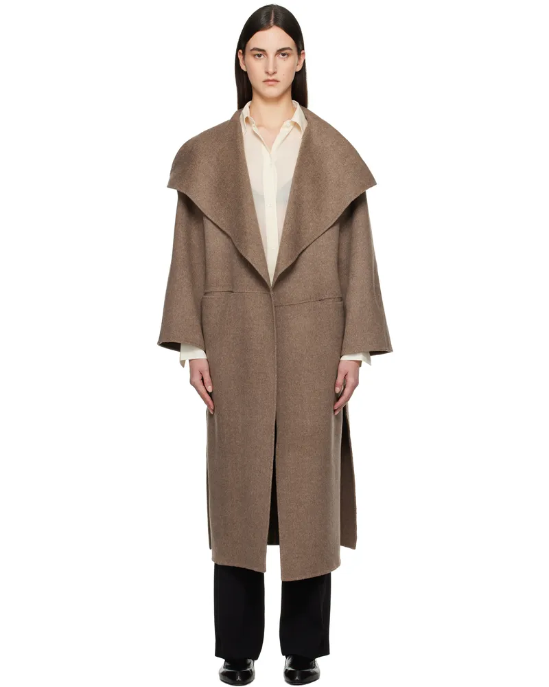 Totême Taupe Signature Wool Cashmere Coat Oak