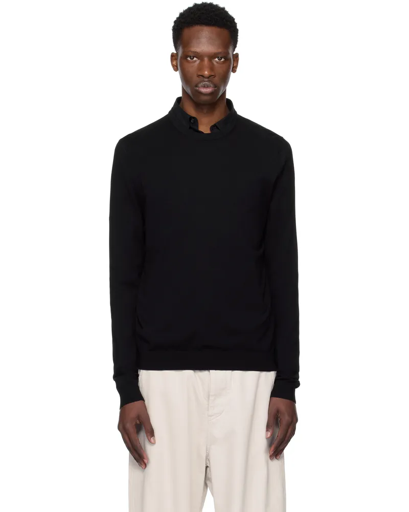 HUGO BOSS Black Regular Fit Crewneck Soft Yarns Sweater 001-black