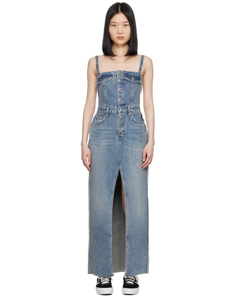 ksubi Blue Paloma Frayed Denim Maxi Dress Medium