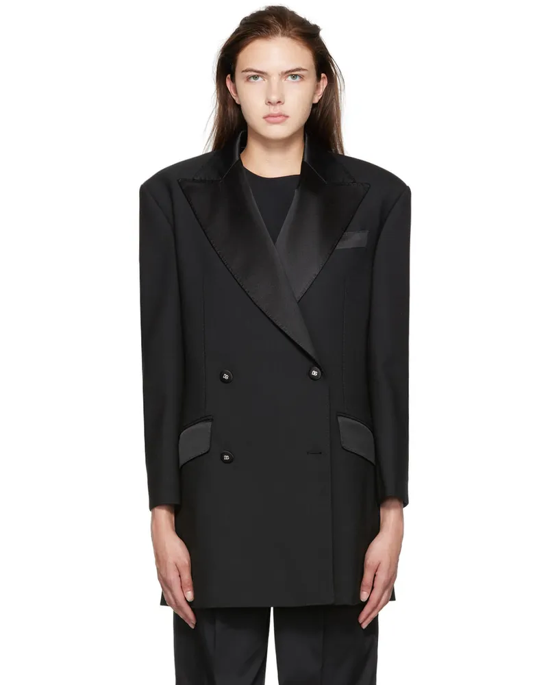 Dolce & Gabbana Black Double-Breasted Blazer N0000