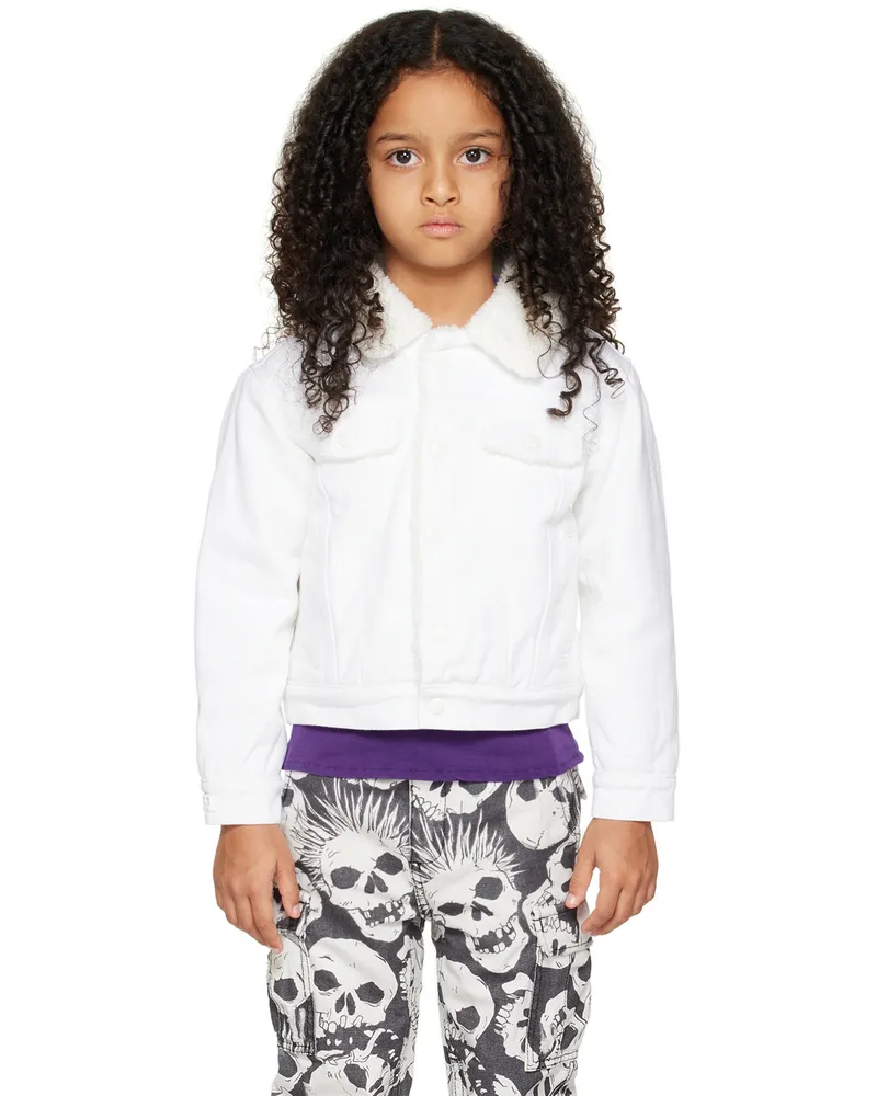 ERL Kids White Padded Denim Jacket White