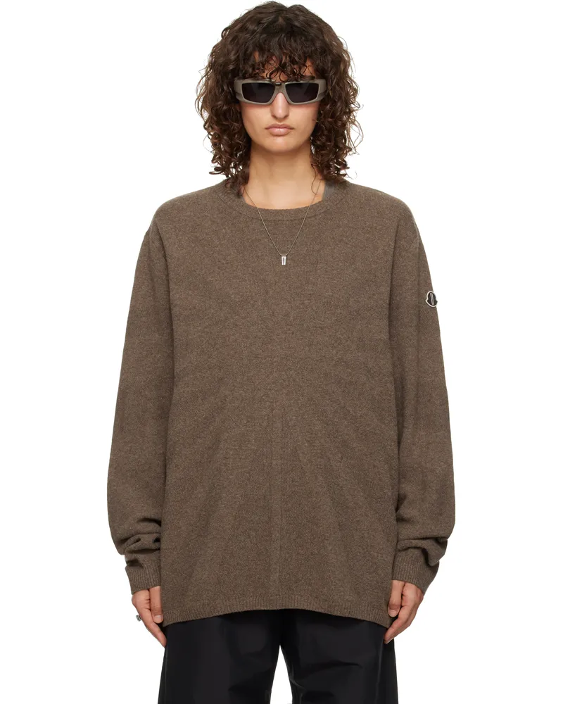 Rick Owens Moncler + Rick Owens Gray Jumbo Round Neck Sweater 25x