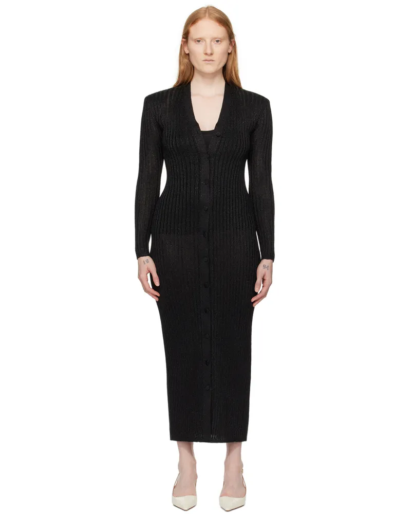 Tom Ford Black Metallic Midi Dress Lb999