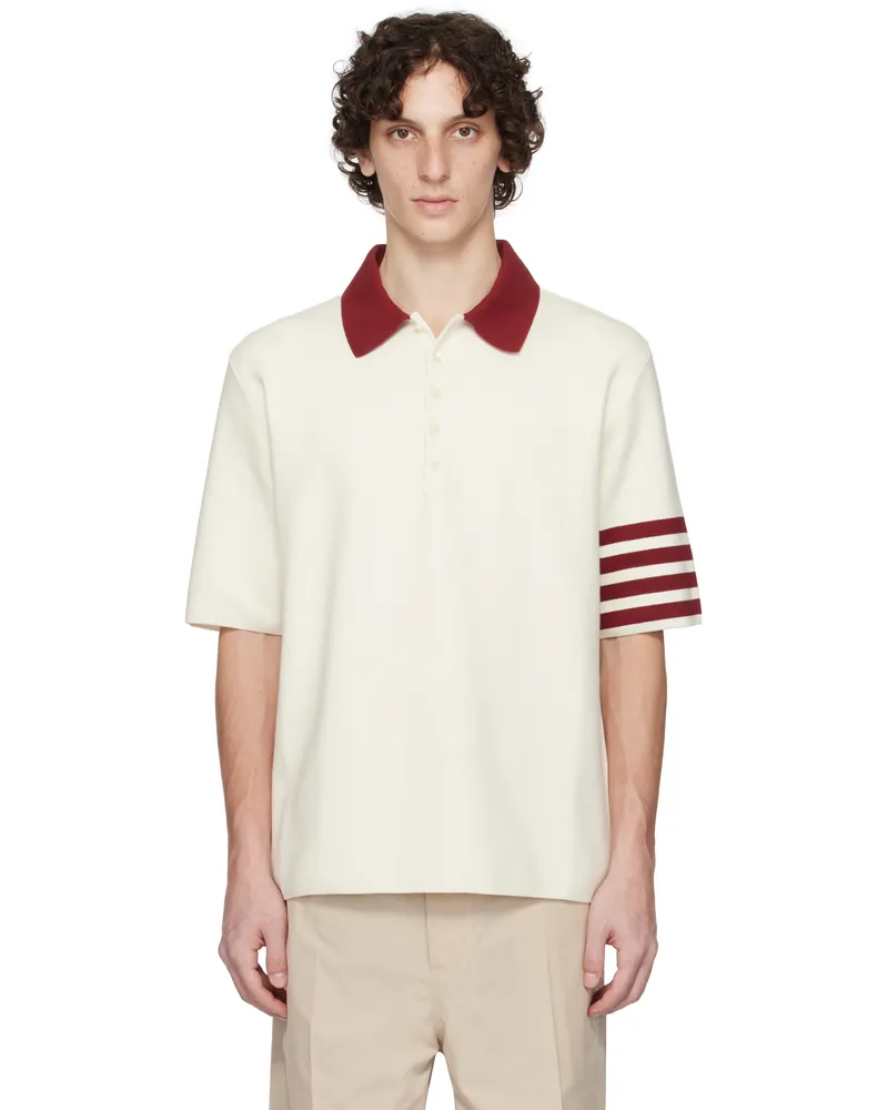 Thom Browne Off-White Milano Stitch Bar Rugby Fit Polo 100white