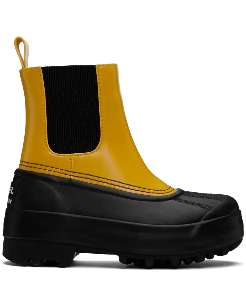 Proenza Schouler Yellow & Black SOREL Edition Caribou Chelsea Boots Gold