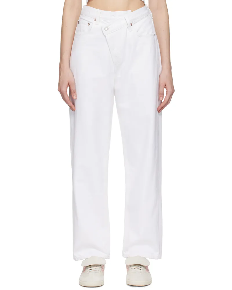 AGOLDE White Criss Cross Upsized Jeans Milkshake