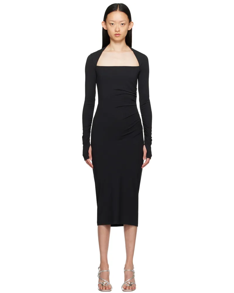 Helmut Lang Black Shrug Midi Dress Black