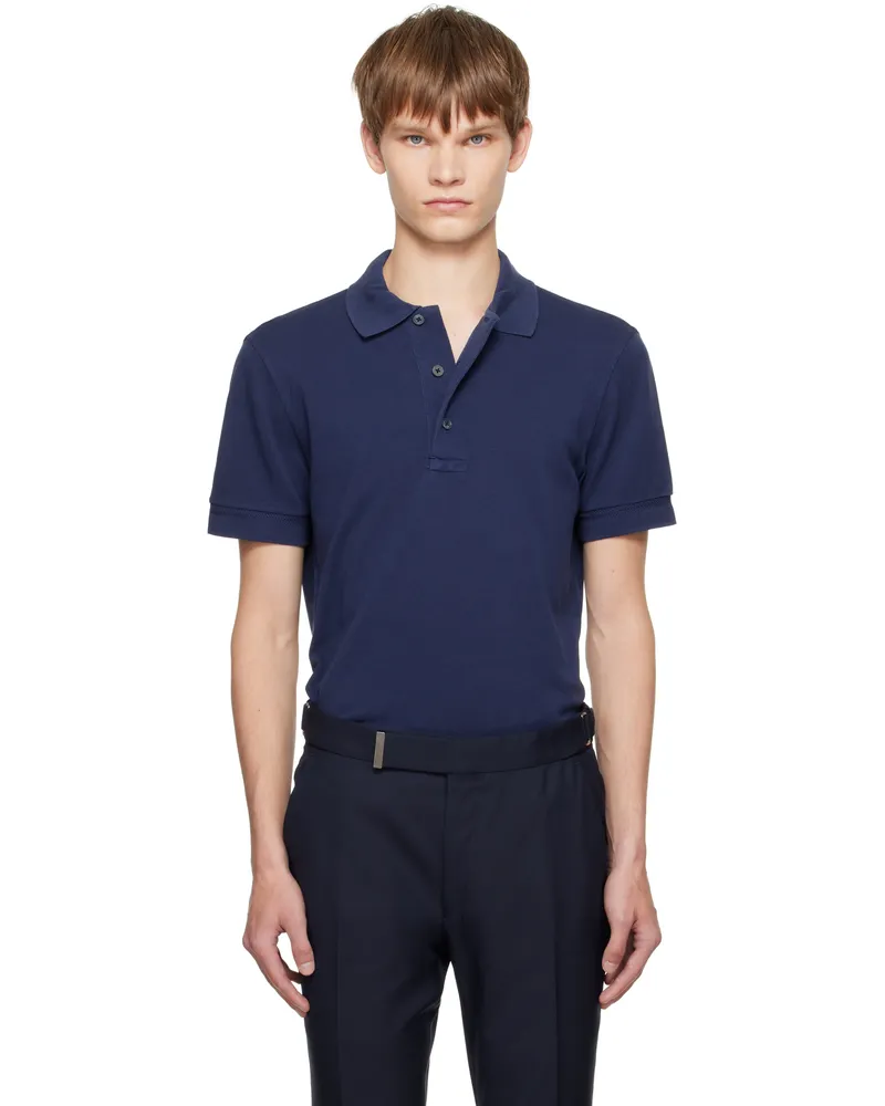 Tom Ford Blue Piquet Polo Hb905bright