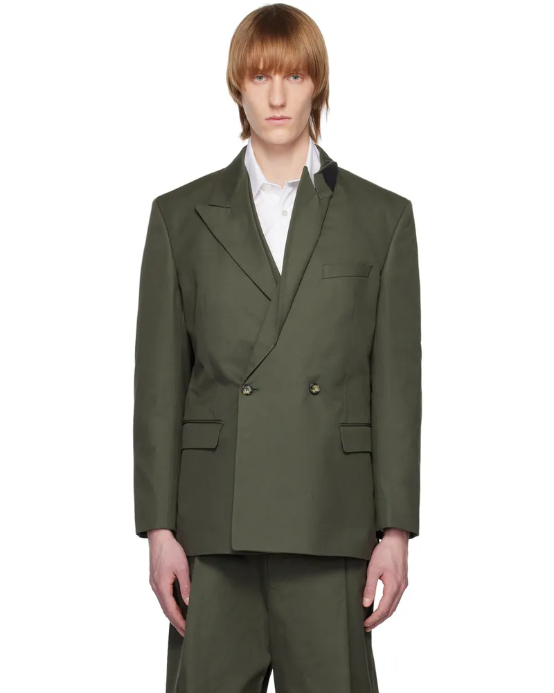 Marina Yee Khaki Origami Blazer Forest