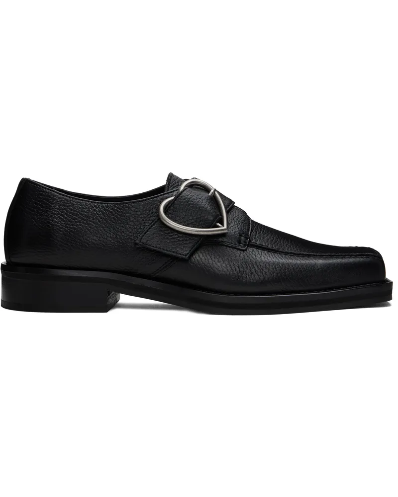 Martine Rose Black Square Toe Buckle Loafers Black