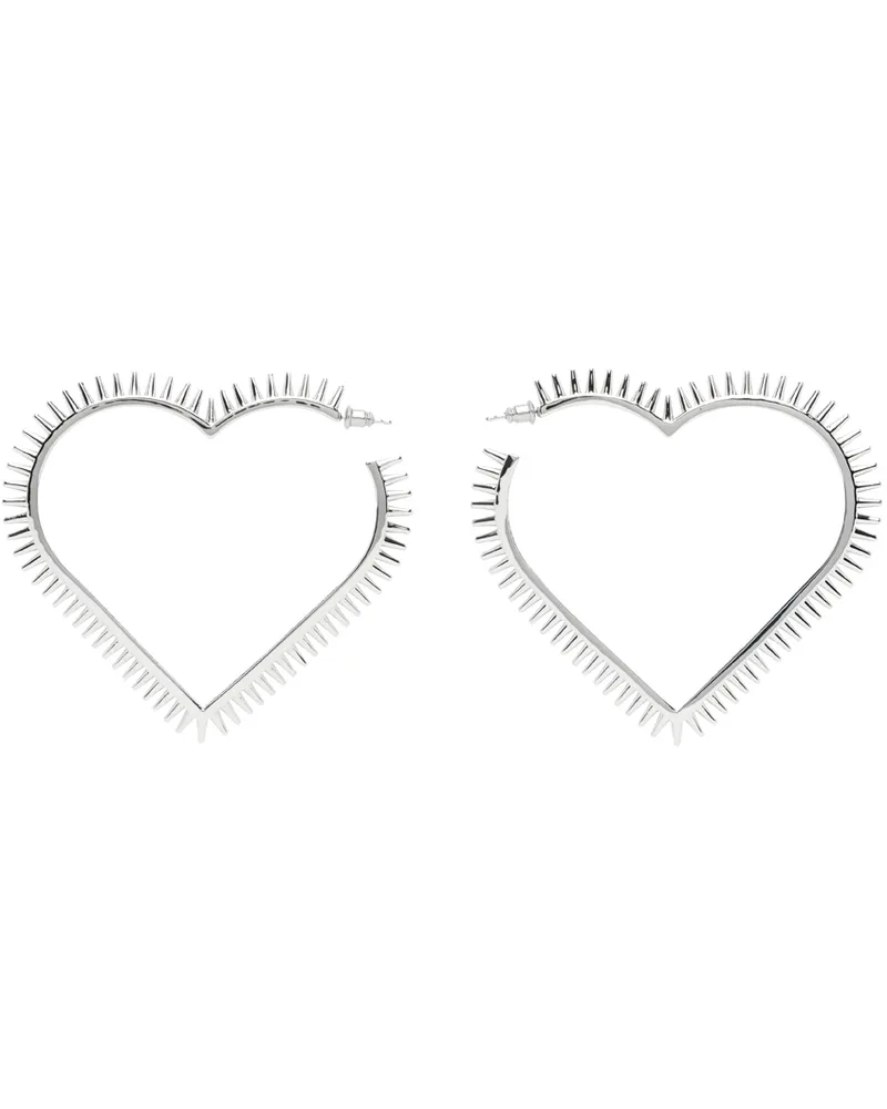 WE 11 DONE Silver Large Spike Heart Earrings Silver