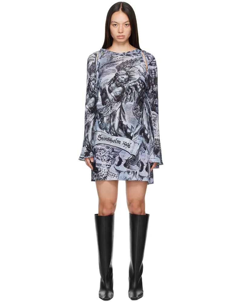 Acne Studios Gray Printed Wrap Minidress Bq9