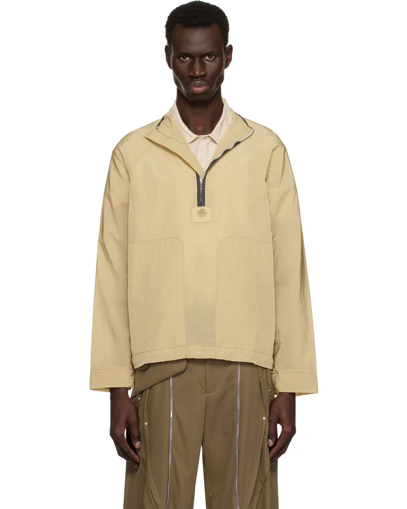 RANRA Beige Ganga Shiny Nylon Track Jacket C033