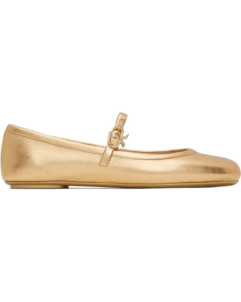 Gianvito Rossi Gold Carla Ballerina Flats Mekong