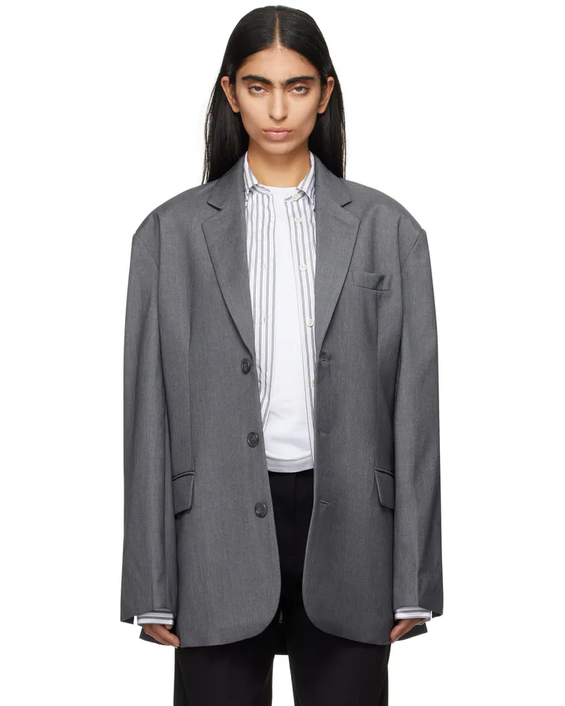 FRANKIE Shop Gray Gelso Oversized Blazer Dark