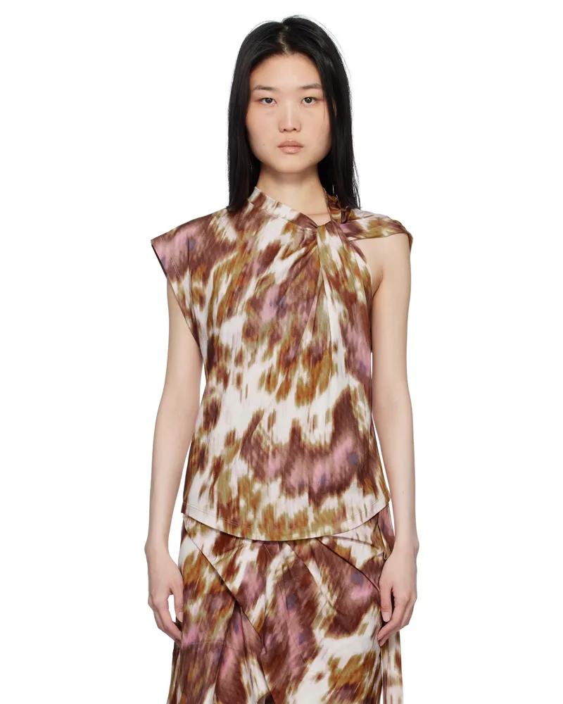 Étoile Isabel Marant Off-White & Tan Nayda T-Shirt Ecru
