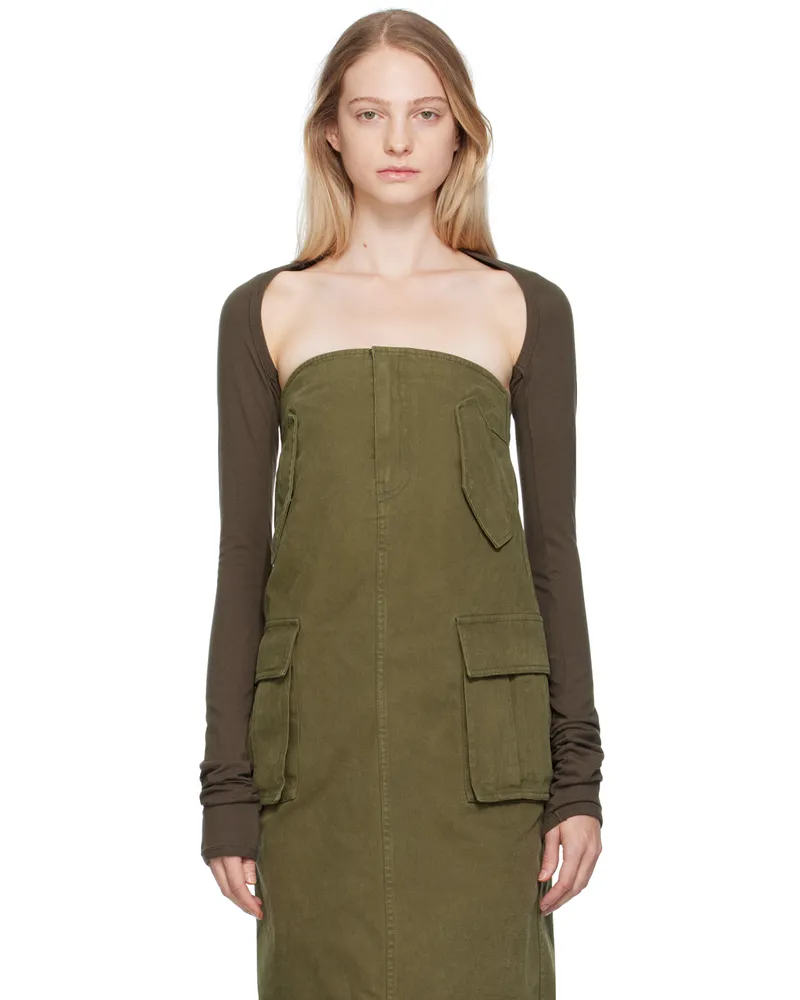 WE 11 DONE Khaki Bolero Cardigan Khaki