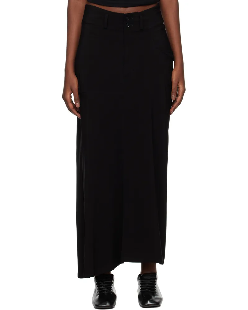Yohji Yamamoto Black U-Left S Cloth Pkt Maxi Skirt 2