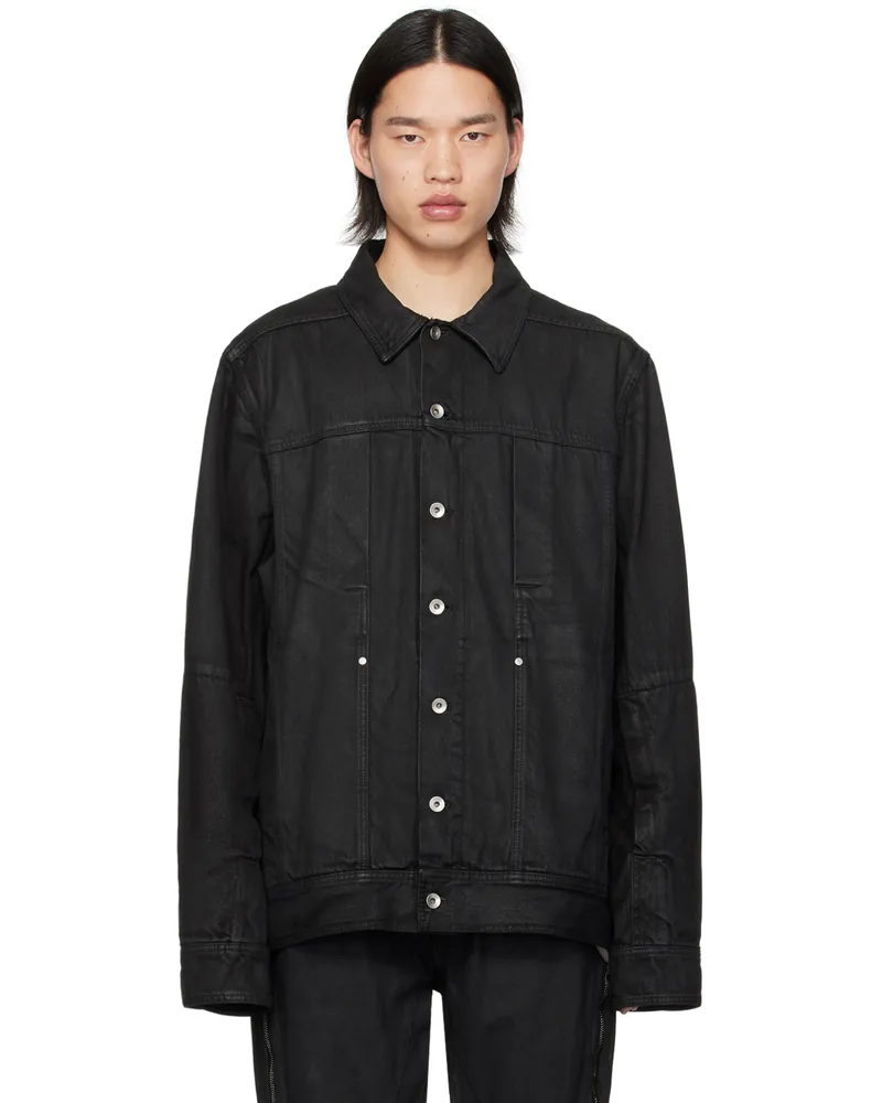 Rick Owens Black Lido Worker Denim Jacket Black