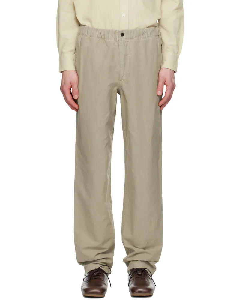Norse Projects Taupe Ezra Relaxed Cotton Linen Trousers Clay2053