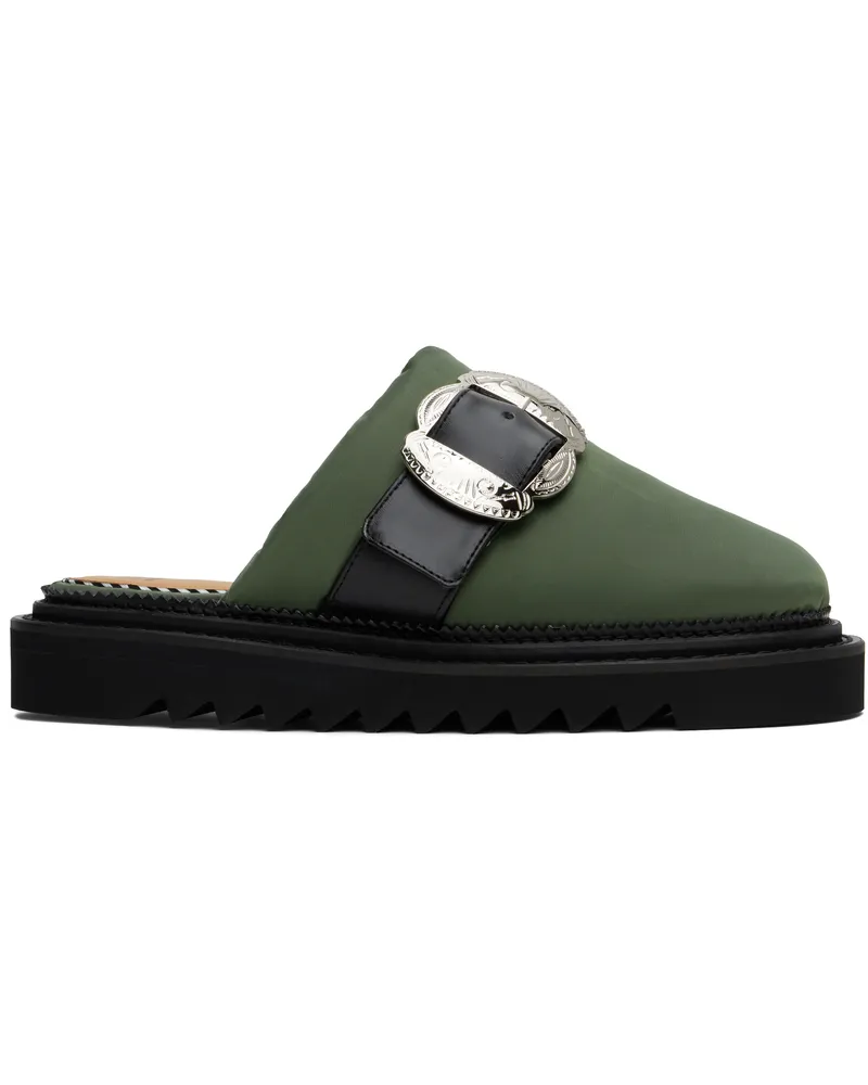 Toga Khaki Buckle Slippers Green