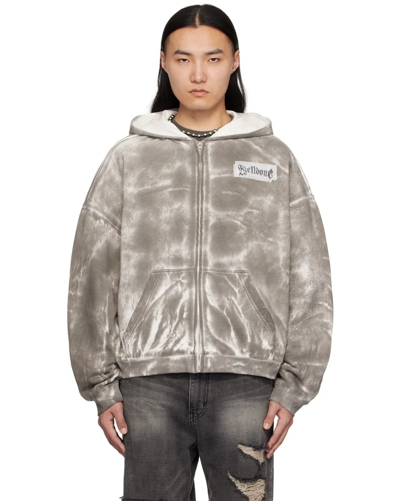 WE 11 DONE Gray Muddy Zip-Up Hoodie Black