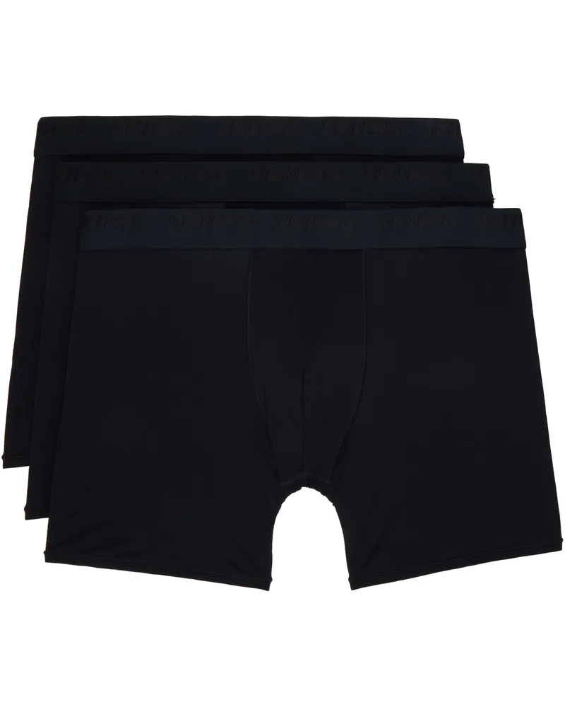 SKIMS Three-Pack Black SKIMS Stretch 5 Boxer Briefs Obsidian