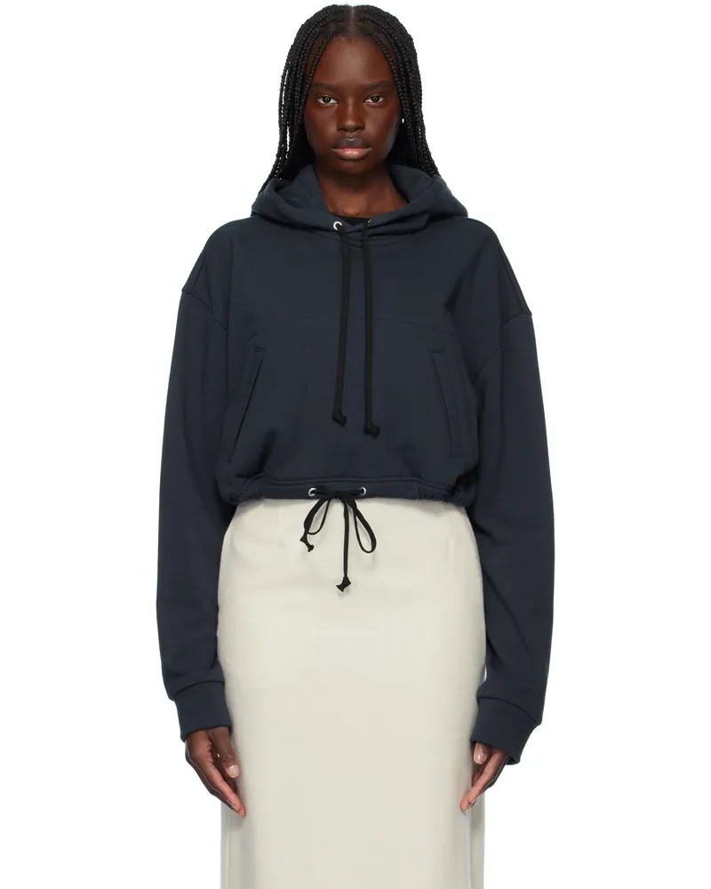 Comme des Garçons Navy Cotton Back Pile Hoodie Navy