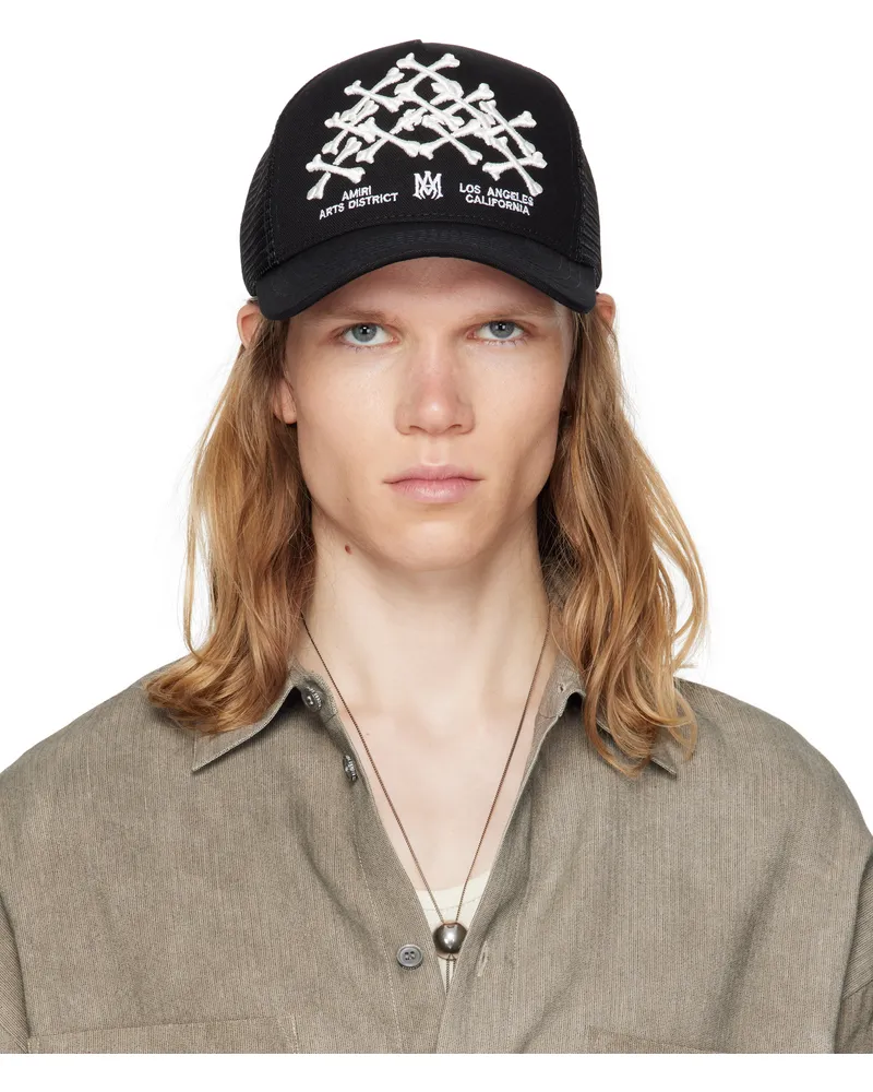 Amiri Black Bones Stacked Trucker Cap Black