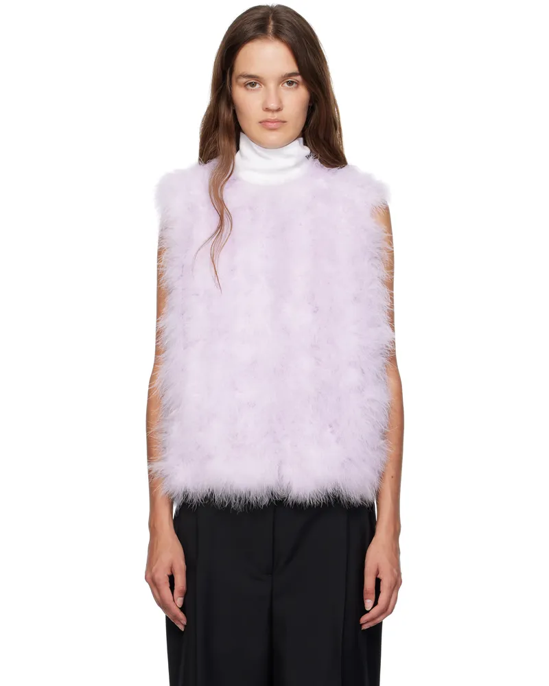 Yves Salomon Purple Cropped Feather Vest A5176