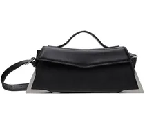 Black Crinkle Leather Metal Shoulder Bag
