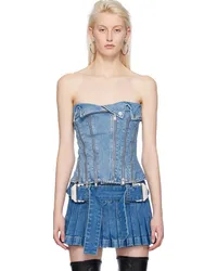 Dion Lee Blue Biker Denim Corset American