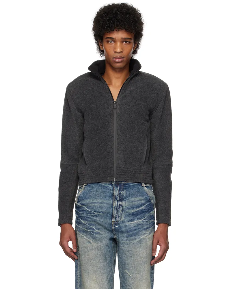 Fax Copy Express Gray Fleece Zip-Up Jacket Grey